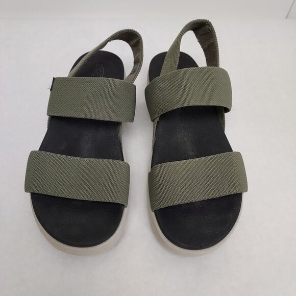 KEEN Elle Backstrap Sandal Women's 7.5 Green Gray Platform Wedge Stretch Straps - Picture 3 of 13